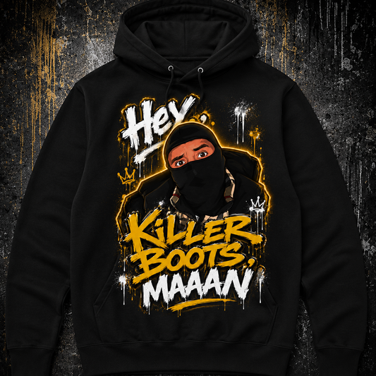 Hey, Killer Boots MAAAN Premium Black Hoodie